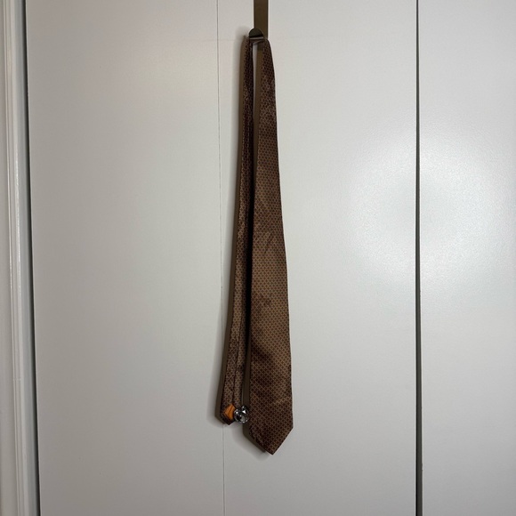 Brioni - 100% Silk Elegant Orange and Blue Patterned Men's Tie - Picture 6 of 9